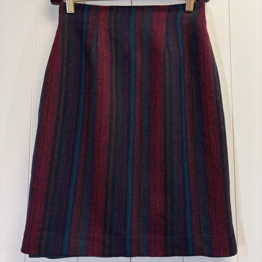 Vintage Ports International Womens Wool Preppy Striped Pencil Skirt Size 4 Chic